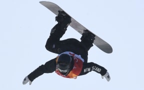 New Zealand's Zoi Sadowski Synnott competes in a run of the women's snowboard slopestyle final event at the Phoenix Park during the Pyeongchang 2018 Winter Olympic Games.