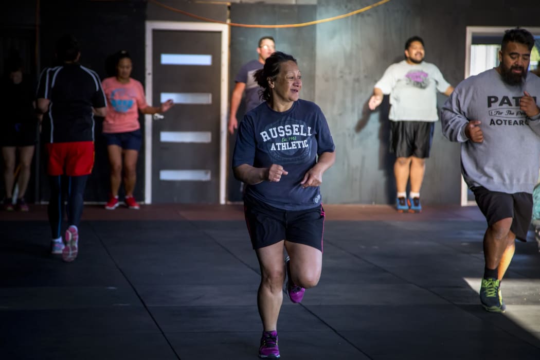 Whānau putting in the hard yards at the Patu gym.