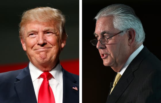 US President-elect Donald Trump and chief executive of Exxon Mobil, Rex Tillerson who has been nomiated as secretary of state.
