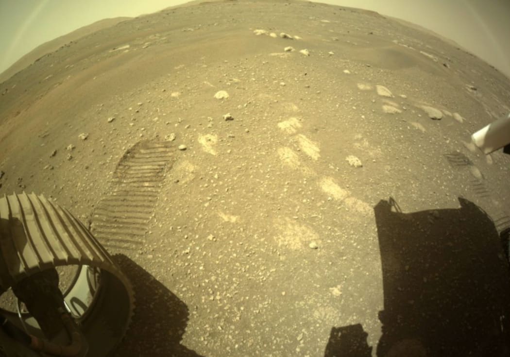 A low-positioned camera looks out for potential driving hazards.