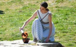 Olympic flame lighting ceremony for the 2020 Tokyo Olympic Games in Ancient Olympia, Greece.