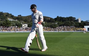Brendon McCullum leaves the Basin Reserve after his final test innings in Wellington.