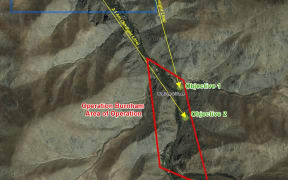 The NZDF issued this graphic of what it calls the alleged versus the actual operation area.