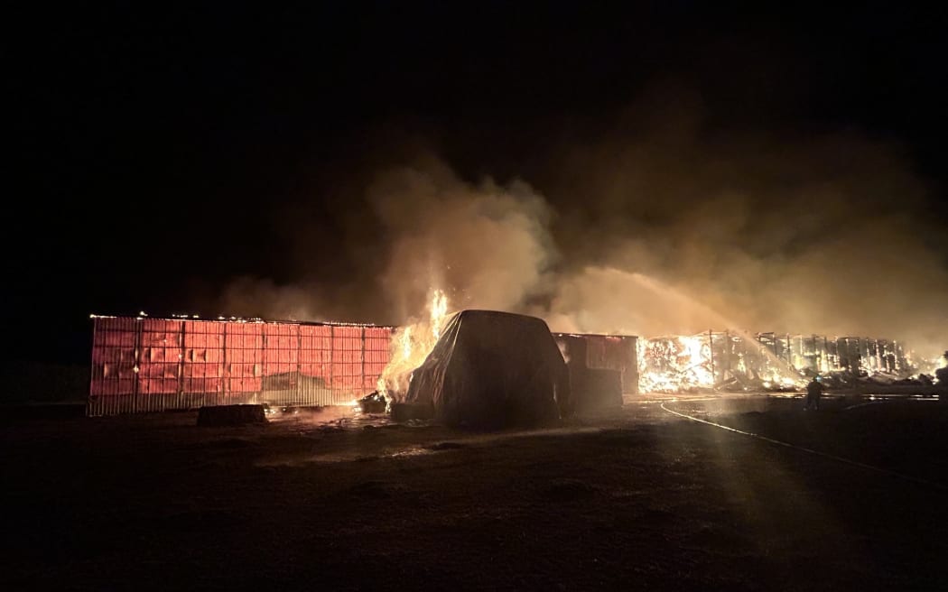 Photos of the overnight blaze at Quigley Contracting in Winslow on 14 May.