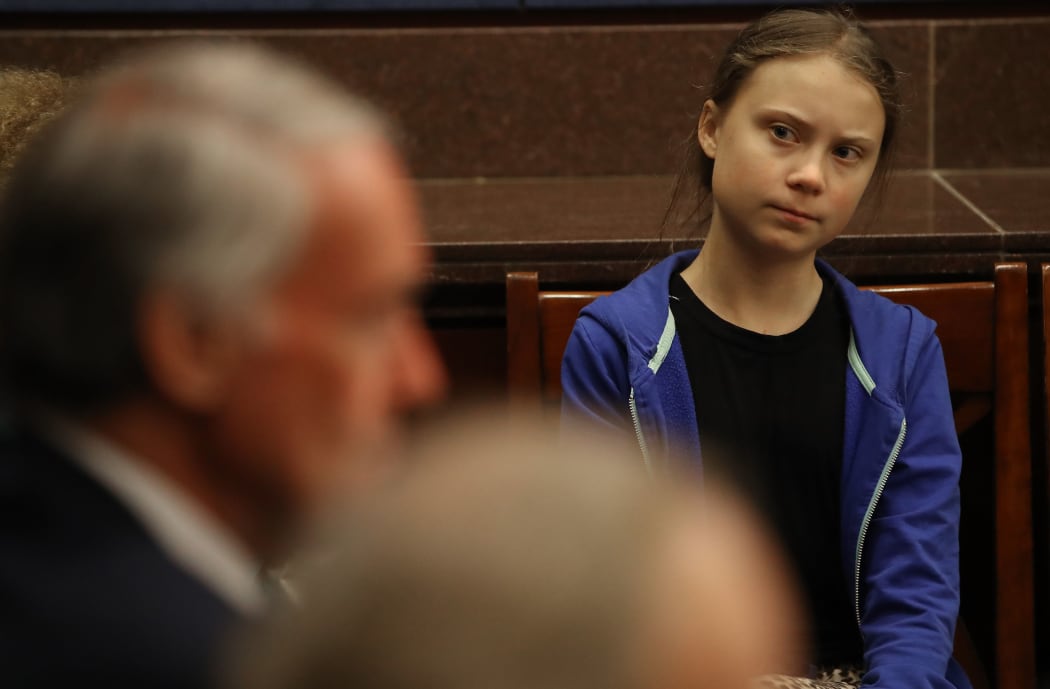 WASHINGTON, DC - SEPTEMBER 17: Greta Thunberg, the 16-year-old climate change activist from Sweden, attends a Senate Climate Change Task Force meeting on Capitol Hill, on September 17, 2019 in Washington, DC.