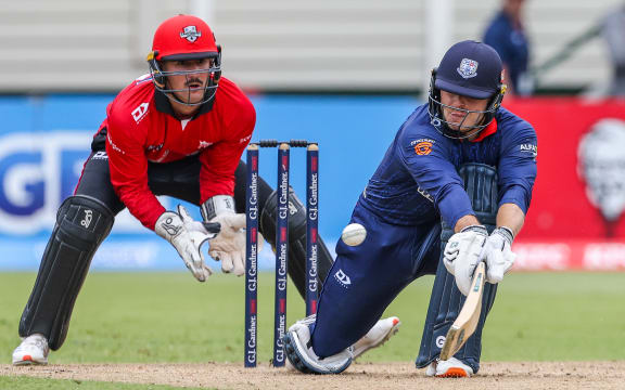 Auckland Aces' Dale Phillips bats during the Auckland Aces v Canterbury Kings, Super Smash Twenty20 cricket match at Eden Park.