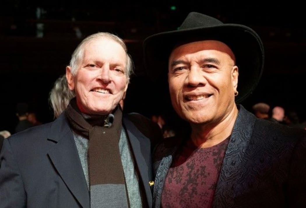 Arthur Baysting with occasional songwriting collaborator Opetaia Foa’i, Apra Silver Scroll, Auckland, 2 October 2019.