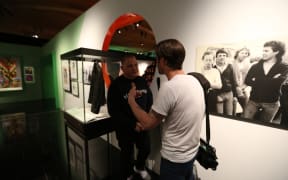 Music 101 presenter Alex Behan interviewing DJ Sirvere at the Volume: Making Music in Aotearoa exhibition at Auckland Museum
