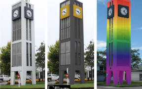 The three colour options for the Carterton clock tower.