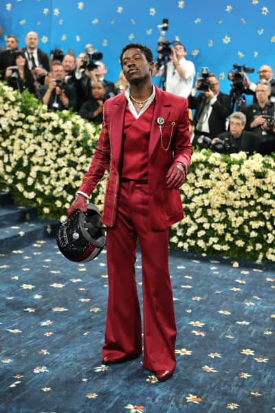 Damson Idris attends the 2025 Met Gala Celebrating "Superfine: Tailoring Black Style" at Metropolitan Museum of Art on May 05, 2025 in New York City.
