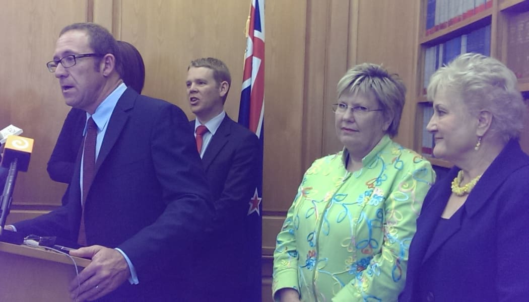 Andrew Little, Chris Hipkins, Moira Coatsworth and Annette King (L-R)
