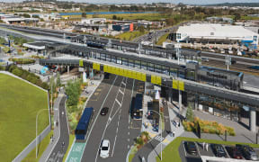 An artist’s impression of the planned station to be built on the Northern Busway at Rosedale on the North Shore 07/01/2025.