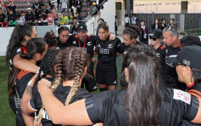 NZ coach Cory Martin Sweeney talks to the team in a huddle after 5th place play off against Australia, HSBC World Rugby Women's Sevens Series 2019 - Kitakyushu, at Mikuni World Stadium, Kitakyushu, Japan, 21 April 2019 © Copyright Photo: Kenji Demura / www.photosport.nz