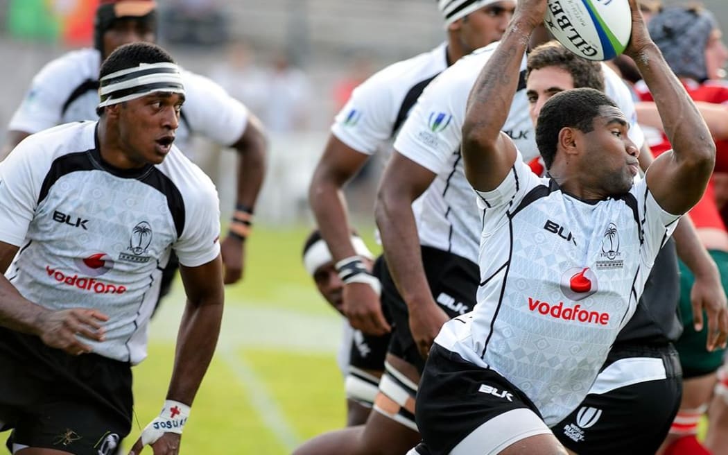 Fiji taking on Portugal in their opening match at the World Rugby Junior Trophy.