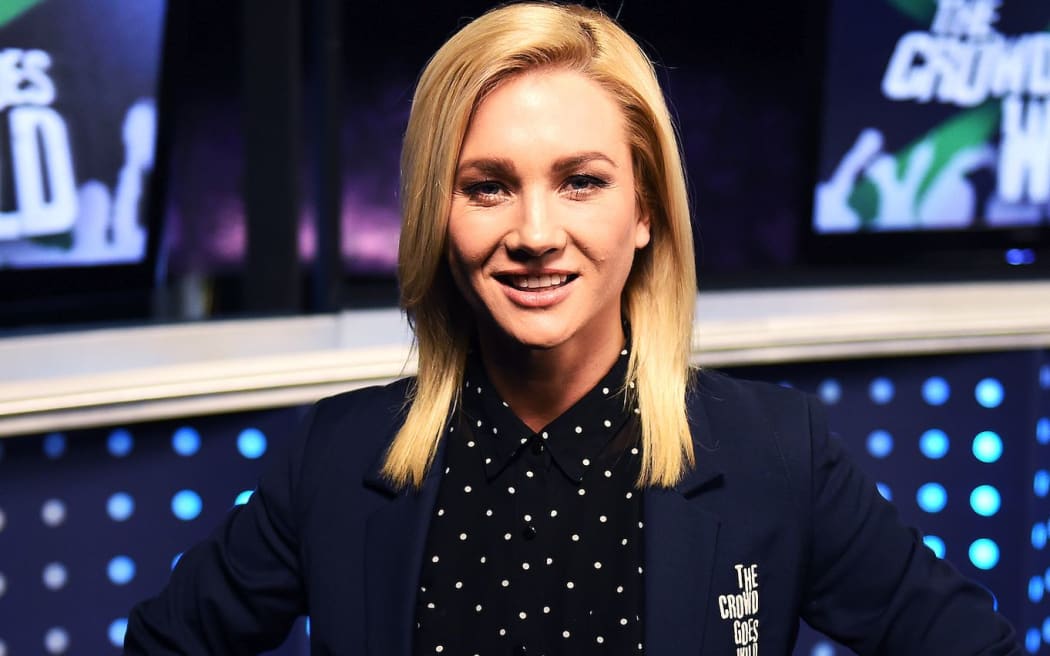 Hayley Holt on the set of The Crowd Goes Wild.