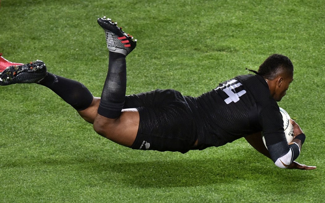 Waisake Naholo scores his first try.