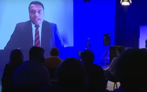 Broadcasting minister Kris Faafoi announcing the new public media entity today.