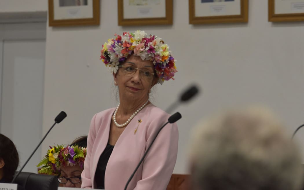 Cook Islands opposition leader Tina Browne in Parliament.