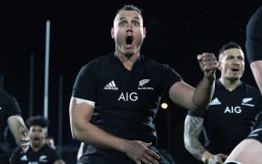 All Black Israel Dagg performs the haka 2017.