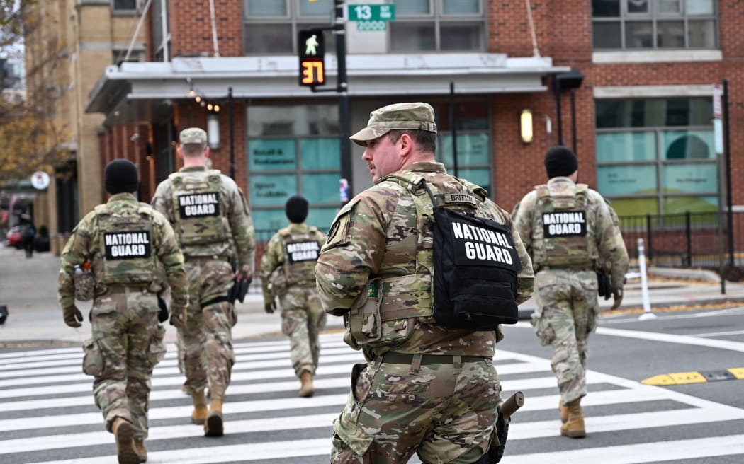 National Guard members patrol in Washington, DC, on November 27.
