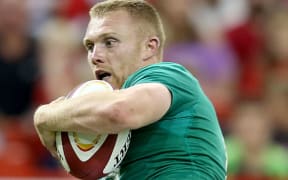 Ireland's Keith Earls scores a try.