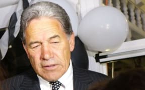Winston Peters talking to media in Russell after sweeping to victory in Northland.