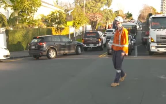 Traffic gridlock at Herne Bay's Curran Street onramp to the Auckland Harbour Bridge.