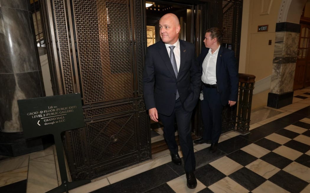 Christopher Luxon emerges to announce a government deal in Wellington on 23 November 2023.