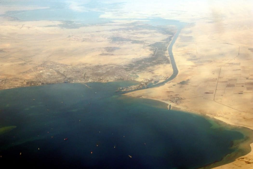 A picture dated on December 31, 2007 shows an aerial view of the southern entrance of Egypt's Suez Canal.