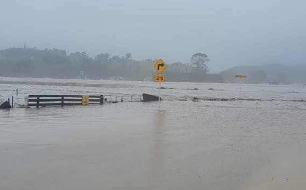 The area around North Shore Road and Pohutakawa Drive flooded in the early hours of 14 February 2023.