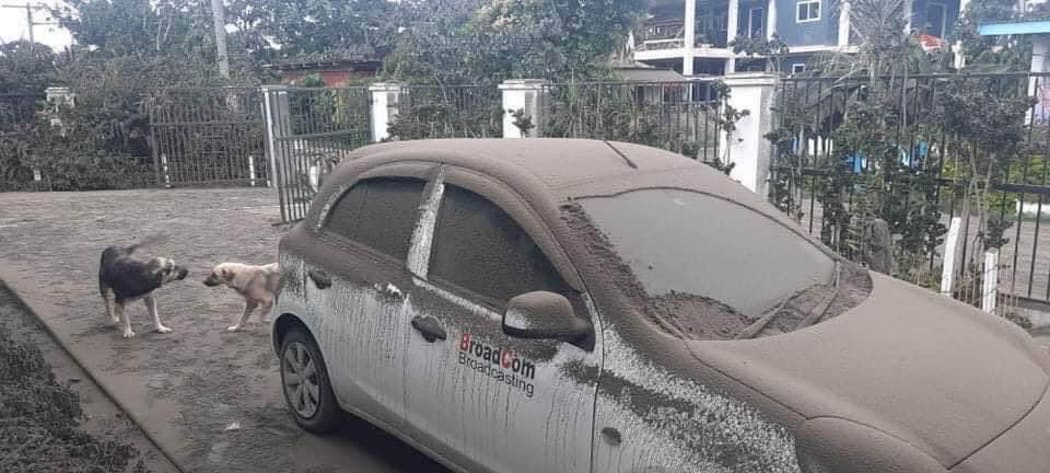 Ash covers a car in Nuku'alofa, Tonga.