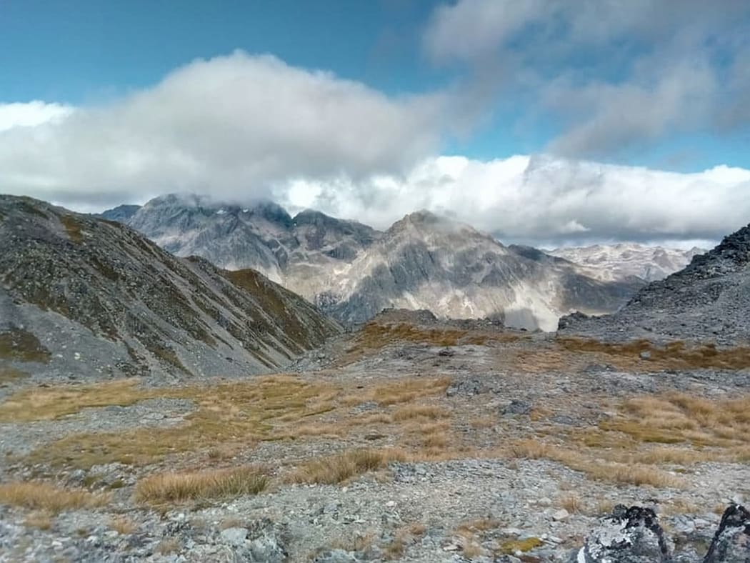 A view along Waiau Pass towards the mountains.