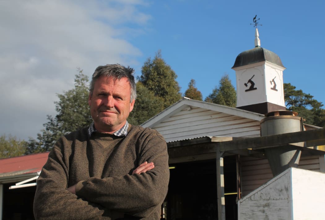 George Wood outside the Wood Mallets factory near Otane