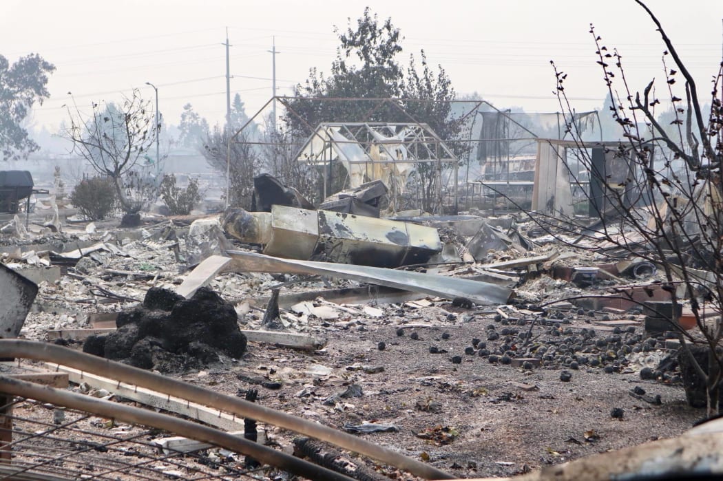 Destruction after the wildfires swept through Sonoma Valley, Califonia.