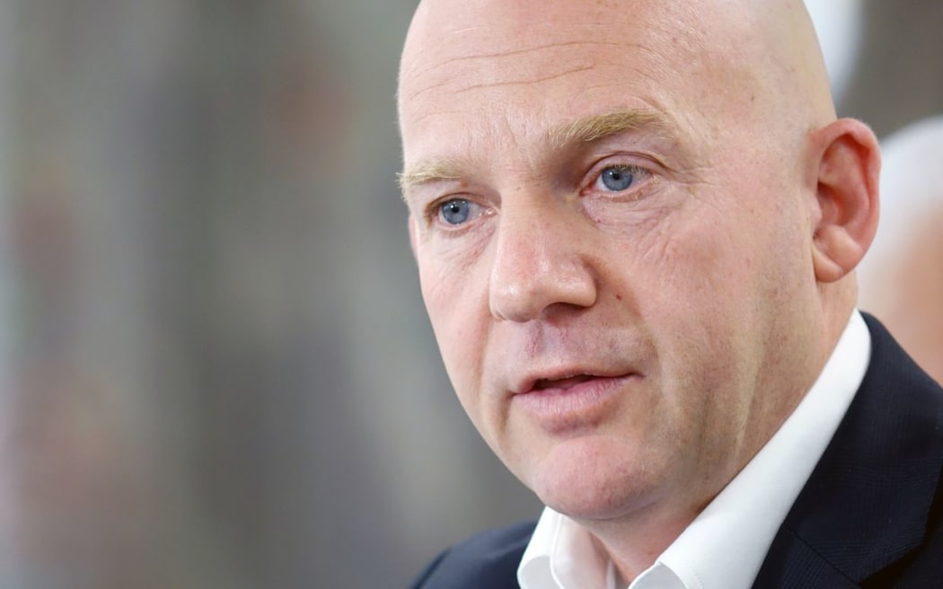 Jamie Whyte speaking to reporters in Auckland.