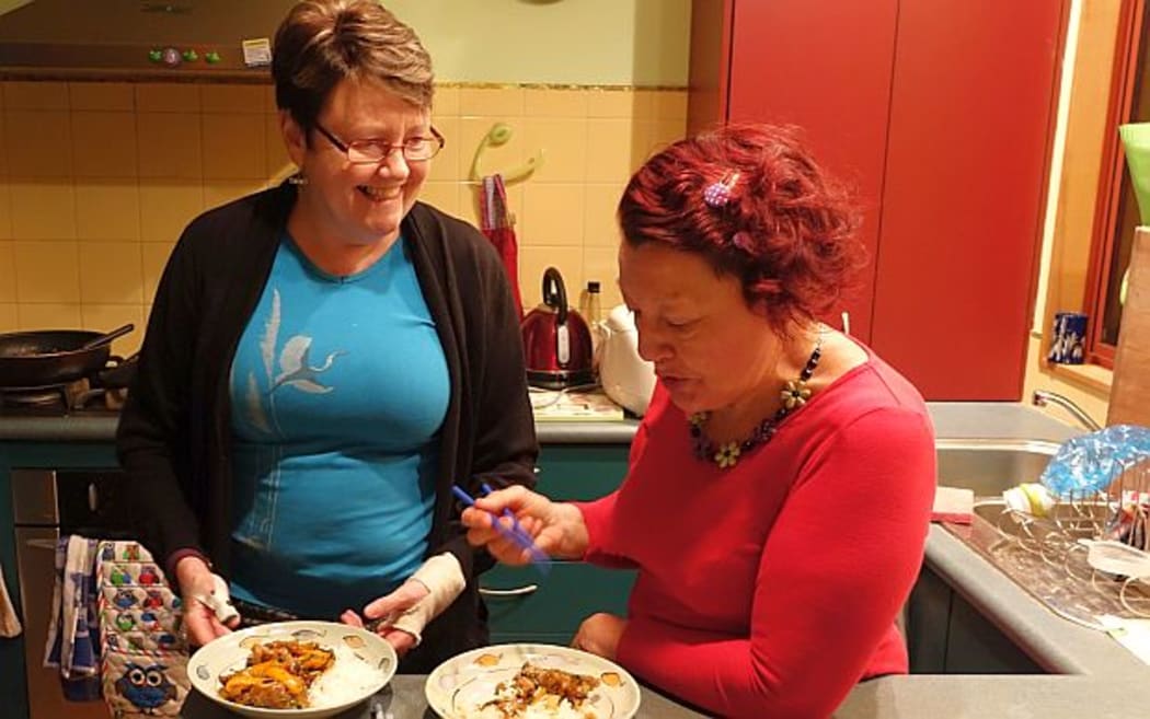 Wives Sue Lytollis and Liz Dutton in their Wellington home.