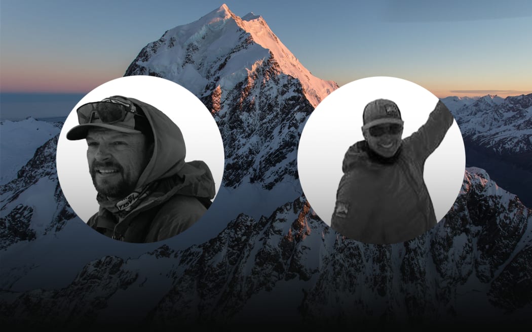 Composite image of Mt Cook Aoraki missing climbers Kurt Blair and Carlo Romero