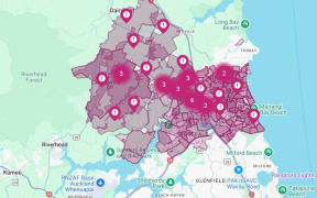 A Chorus map showing internet outages at 6.30pm on Friday.