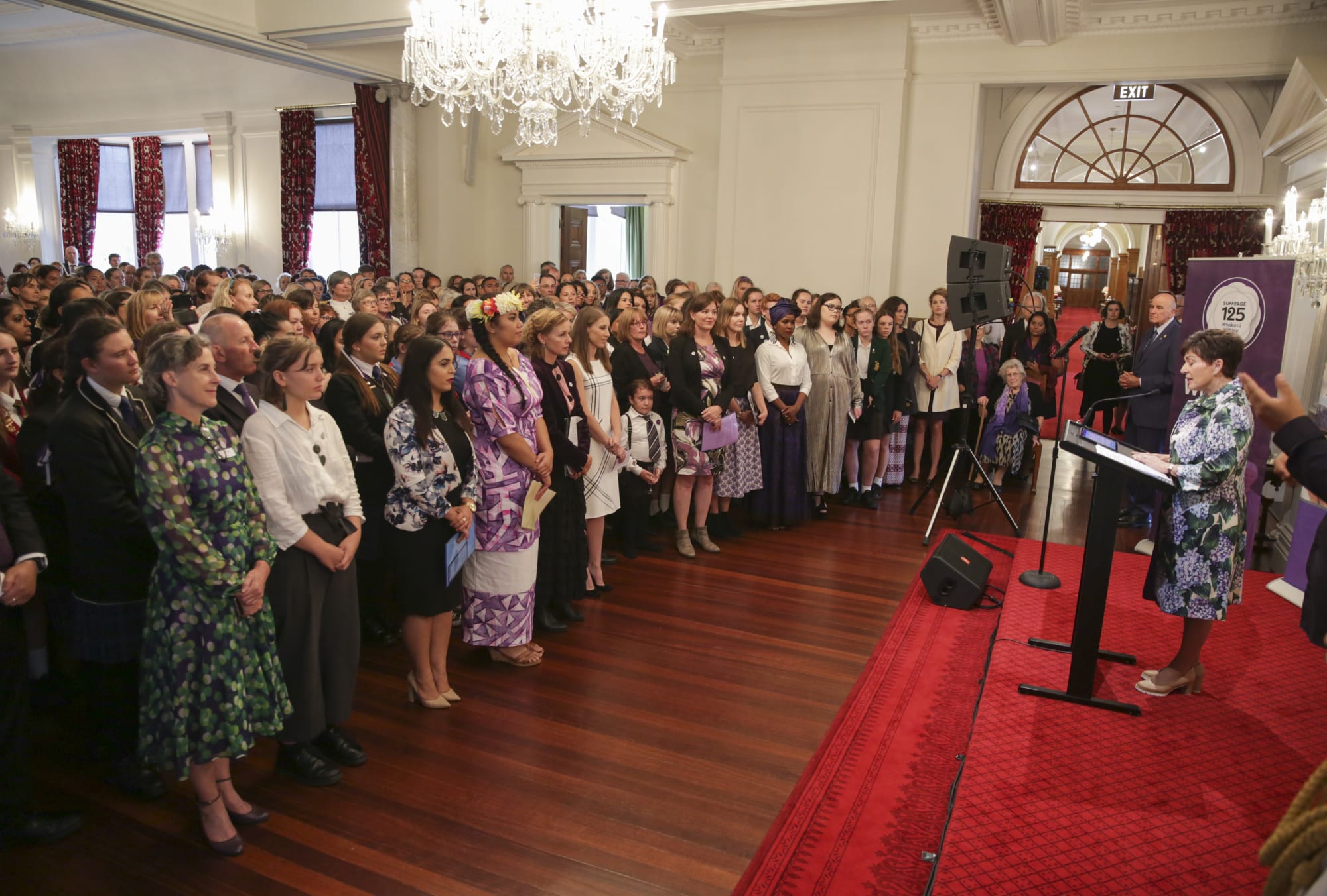 Dame Patsy Reddy at the celebration on the eve of International Women's Day, commemorating 125 years since women's sufferage.