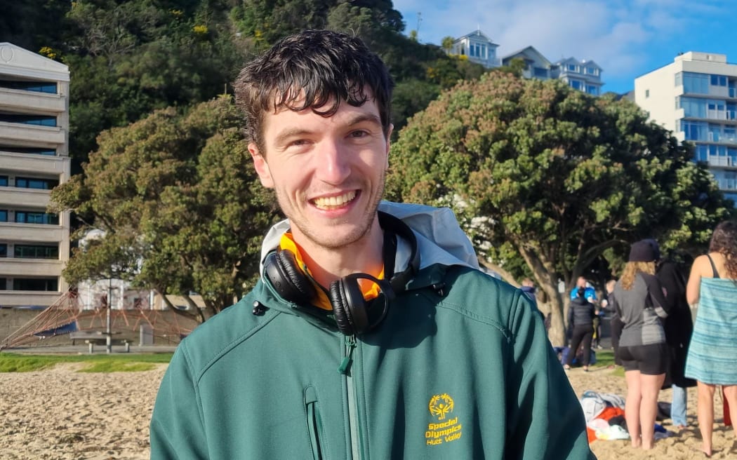 Special Olympics athlete Conor McCarthy was one of the first to hit the water.