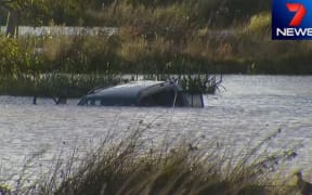 Screenshot of the car submerged in a Melbourne lake.