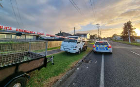 Police tape on Caspar Road in Papatoetoe. The shootings in Ōtara, Papatoetoe, Flat Bush, Papakura happened between around 6.40pm and 7.40pm.