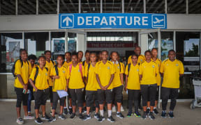 Vanuatu women's team in Vila before they flew out to Samoa at the weekend.
