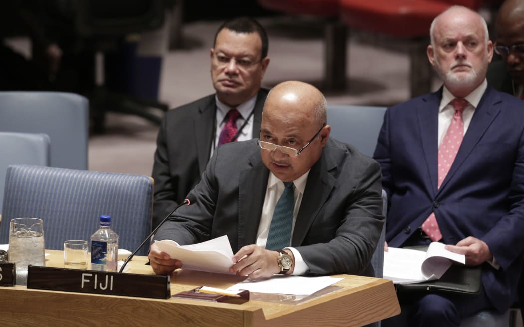 Ratu Inoke Kubuabola, Minister for Foreign Affairs of the Republic of Fiji, at UN security council meeting in New York 31 July 2015.