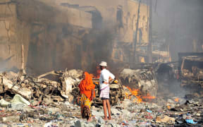 The truck bomb exploded outside a hotel at a busy junction in Somalia's capital Mogadishu