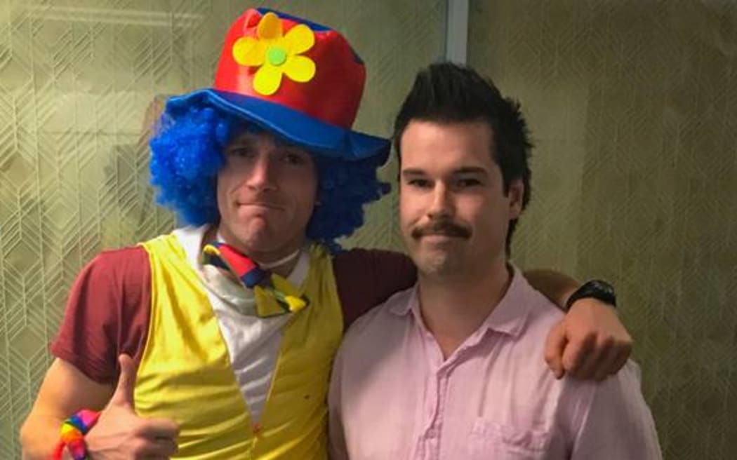 Joseph Broshahan, left, and Josh Thompson following his redundancy meeting where Thompson decided to have " a clown" as his support person.