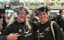 Fans Poekaireua (R) and Milika will be cheering for the All Blacks at Christchurch’s Te Kaha Stadium on Saturday night.