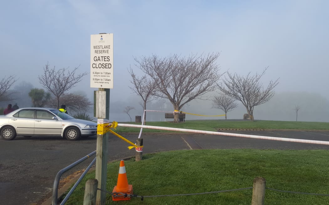 Cordons have been set up at Westlake Reserve in Halswell after a car disappeared into "very deep" water.