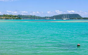 Yachts and tall ships on anchor in Vila bay - Port Vila, Efate island, Vanuatu.