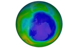 The ozone hole forms over Antarctica each spring.